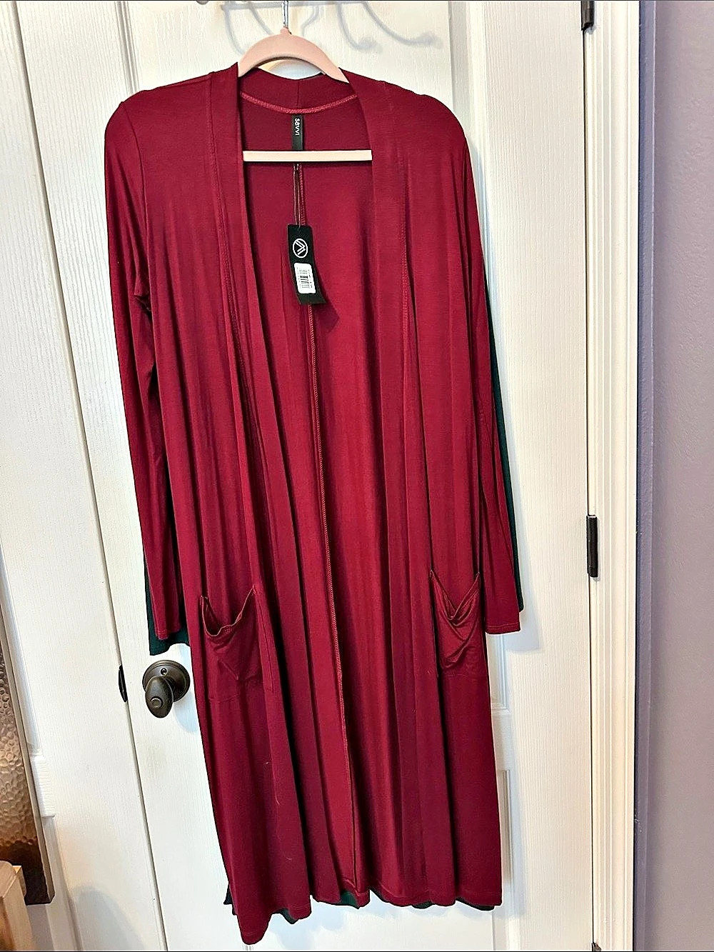 Savvi Eloise Women’s Duster Burgundy Rayon Duster NWT